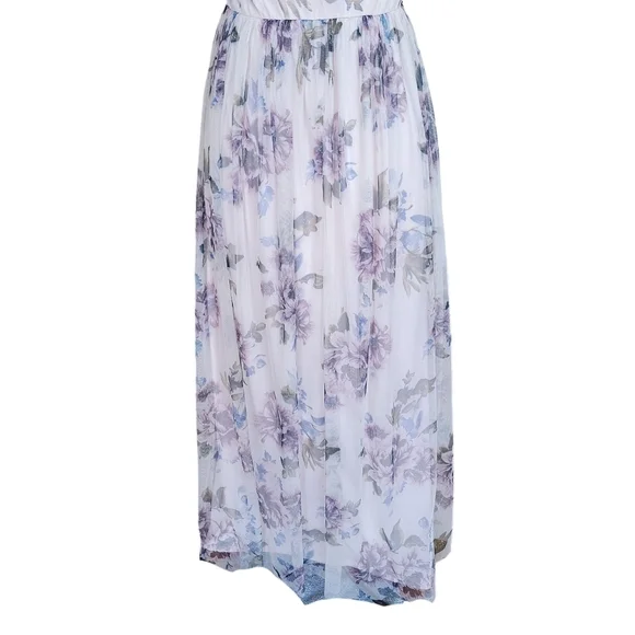 Candalite Dusty Pink Floral Mesh High Neck Maxi Dress Women's Size S - Picture 9 of 11